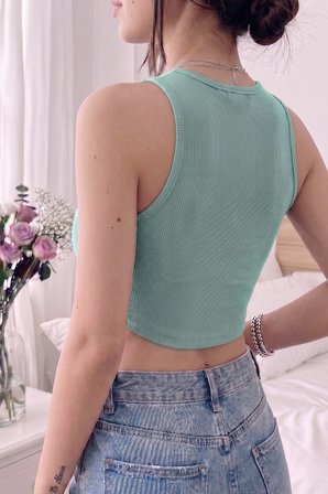 Kadın Kaşkorse Oymalı Fitted Crop Top Atlet