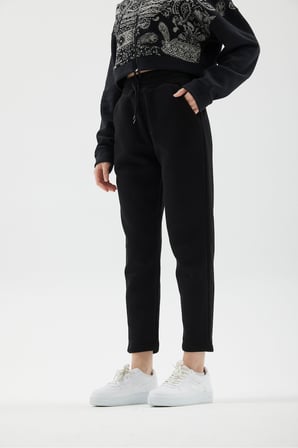 SWEATPANT ŞARDONLU KISA PAÇA JOGGER ÖRME CEPLİ PANTOLON