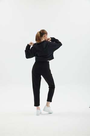 SWEATPANT ŞARDONLU KISA PAÇA JOGGER ÖRME CEPLİ PANTOLON