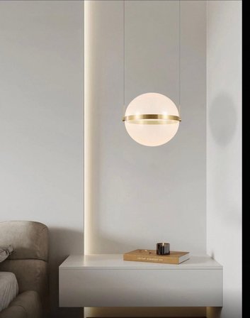 Ø40 CM AKRİLİK KÜRE SARKIT AVİZE ANTRASİT-RAL7016  SARI IŞIK-3000K 