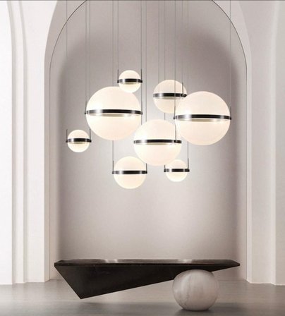 Ø60 CM AKRİLİK KÜRE SARKIT AVİZE ESKİTME GOLD-RAL1950  SOĞUK BEYAZ IŞIK-6500K 