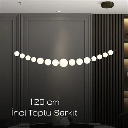 170CM AKRİLİK KÜRE LED AVİZE SARKIT ESKİTME GOLD-RAL1950  SARI IŞIK-3000K 