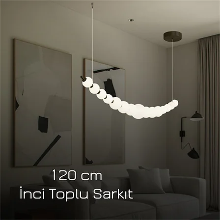 170CM AKRİLİK KÜRE LED AVİZE SARKIT ESKİTME GOLD-RAL1950  SARI IŞIK-3000K 