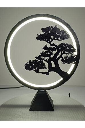 Bonsai Dekoratif LED Masa Lambası – Değiştirilebilir Ön Tasarımlı