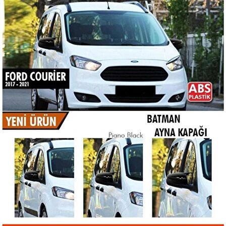 Ford Courier 2018-2021 Batman Yarasa Ayna Kapağı Piano Black ABS