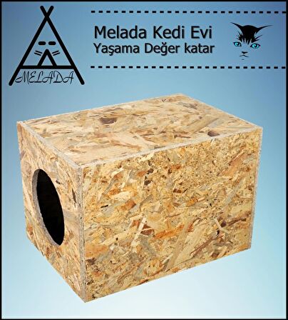 Melada Kedi Evi Dış Ortam Uygun Ahşap Kedi Evi OSB 34x27x24 cm