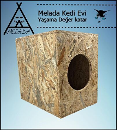 Melada Kedi Evi Dış Ortam Uygun Ahşap Kedi Evi OSB 43x41x29 cm