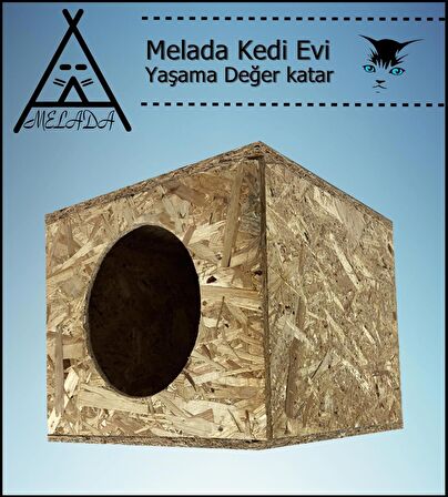 Melada Kedi Evi Dış Ortam Uygun Ahşap Kedi Evi OSB 36x34x32 cm