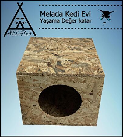 Melada Kedi Evi Dış Ortam Uygun Ahşap Kedi Evi OSB 36x34x32 cm