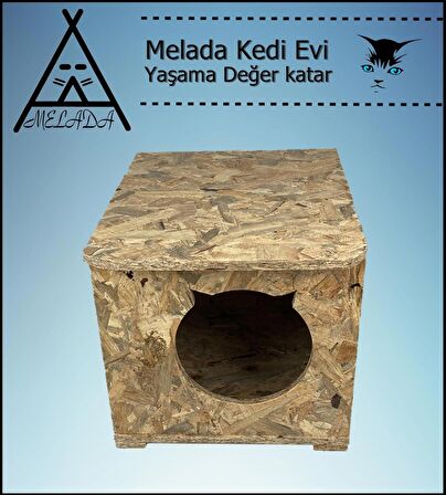 Melada Kedi Evi Dış Ortam Uygun Ahşap Kedi Evi OSB 45x35x34 cm