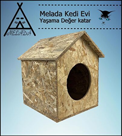 Melada Kedi Evi Dış Ortam Uygun Ahşap Kedi Evi OSB 39x32x30 cm