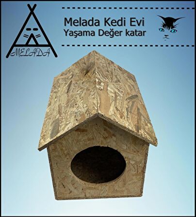 Melada Kedi Evi Dış Ortam Uygun Ahşap Kedi Evi OSB 39x32x30 cm