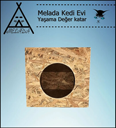 Melada Kedi Evi Dış Ortam Uygun Ahşap Kedi Evi OSB 60x40x40 cm