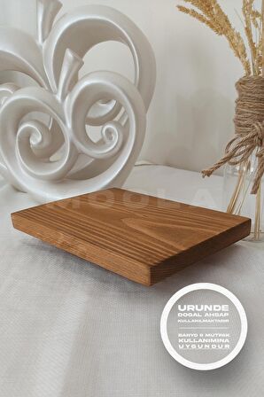 Doğal Ahşap Sunum Standı Tahtası - Ayaklı Stand - 20x14 CM