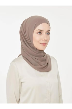Kadın Tesettür Pratik Boru Boneli Hazır Şifon Şal Vizon