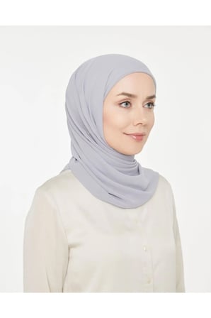 Kadın Tesettür Pratik Boru Boneli Hazır Şifon Şal Açık Gri