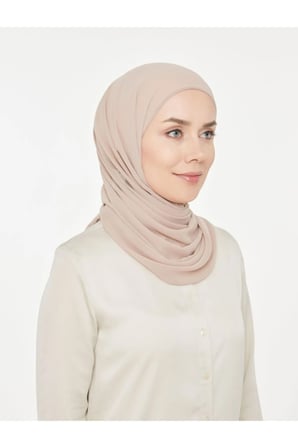 Kadın Tesettür Pratik Boru Boneli Hazır Şifon Şal Taş Rengi