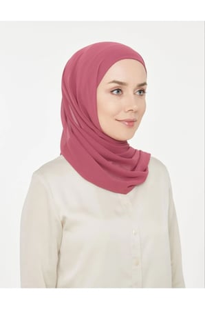 Kadın Tesettür Pratik Boru Boneli Hazır Şifon Şal Gül Kurusu