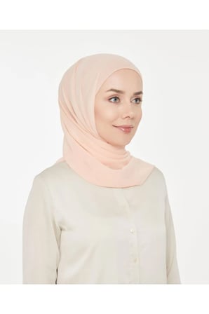 Kadın Tesettür Pratik Boru Boneli Hazır Şifon Şal Krem