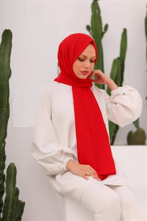Bambu Kraş Şal Kırmızı