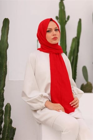 Bambu Kraş Şal Kırmızı