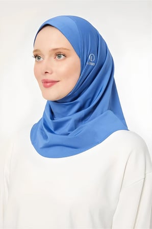 Kadın Tesettür Hijab Spor Şal Saks Mavisi
