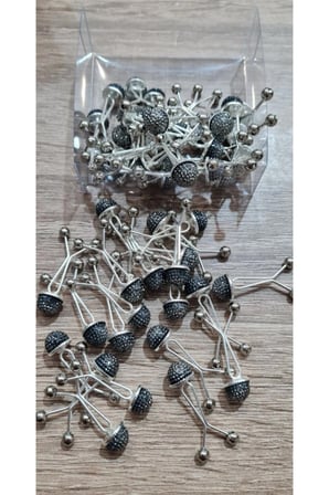 Taşlı Eşarp Şal Klipsi 6 Adet Füme