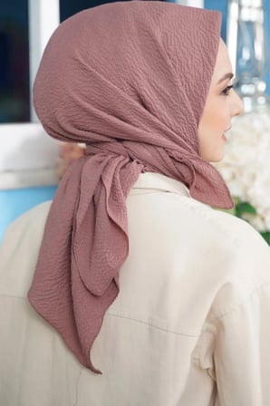 Kadın Tesettür Mio Caz Eşarp Hijab Gül Kurusu