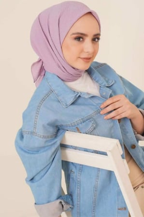 Kadın Tesettür Mio Caz Eşarp Hijab Lila