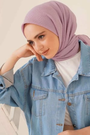 Kadın Tesettür Mio Caz Eşarp Hijab Lila