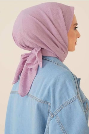 Kadın Tesettür Mio Caz Eşarp Hijab Lila