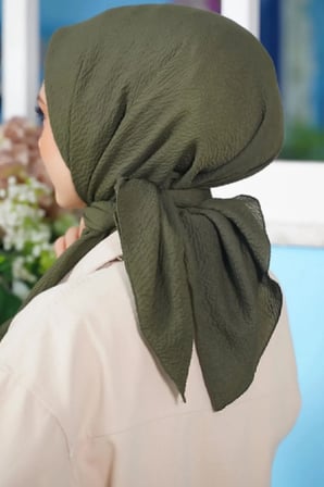 Kadın Tesettür Mio Caz Eşarp Hijab Haki
