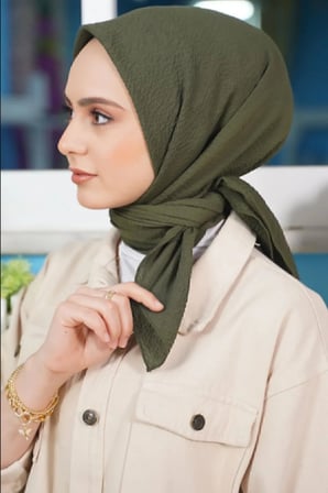 Kadın Tesettür Mio Caz Eşarp Hijab Haki