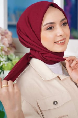 Kadın Tesettür Mio Caz Eşarp Hijab Bordo