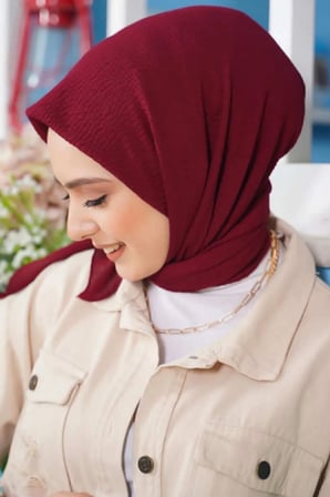 Kadın Tesettür Mio Caz Eşarp Hijab Bordo