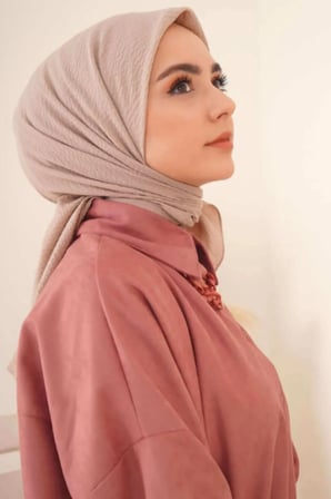 Kadın Tesettür Mio Caz Eşarp Hijab Sütlü Kahve