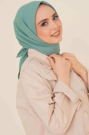 Kadın Tesettür Mio Caz Eşarp Hijab Mint Yeşili