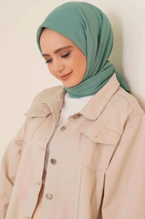 Kadın Tesettür Mio Caz Eşarp Hijab Mint Yeşili