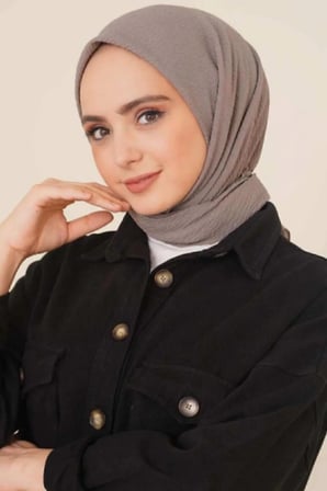 Kadın Tesettür Mio Caz Eşarp Hijab Koyu Gri
