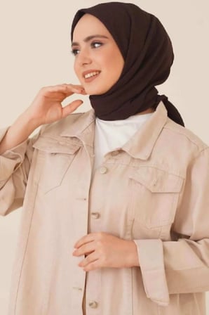 Kadın Tesettür Mio Caz Eşarp Hijab Kahverengi