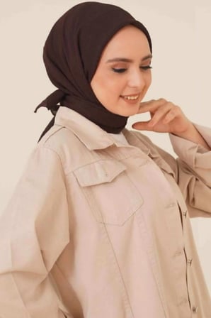 Kadın Tesettür Mio Caz Eşarp Hijab Kahverengi
