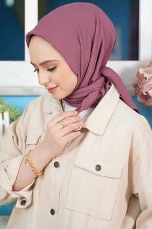 Kadın Tesettür Mio Caz Eşarp Hijab Mor