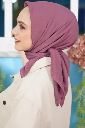 Kadın Tesettür Mio Caz Eşarp Hijab Mor