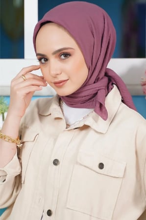 Kadın Tesettür Mio Caz Eşarp Hijab Mor