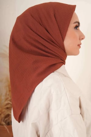 Kadın Tesettür Mio Caz Eşarp Hijab Kiremit