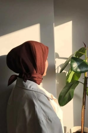 Kadın Tesettür Mio Caz Eşarp Hijab Taba