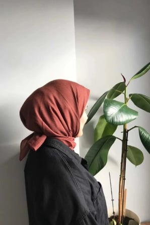 Kadın Tesettür Mio Caz Eşarp Hijab Taba