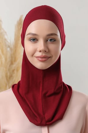 Kadın Tesettür Boyunluklu Hijab Spor Bone Bordo