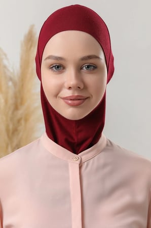 Kadın Tesettür Boyunluklu Hijab Spor Bone Bordo