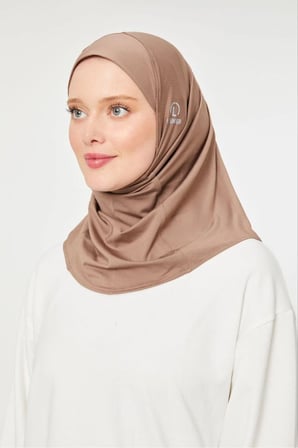 Kadın Tesettür Hijab Deniz Havuz Spor  Uyumlu Bone Sütlü Kahve